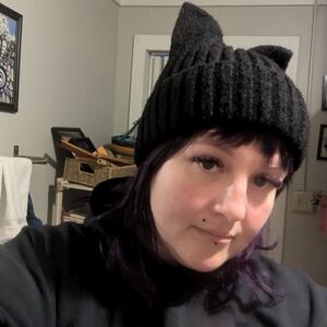Black Knit Cat Ear Hat